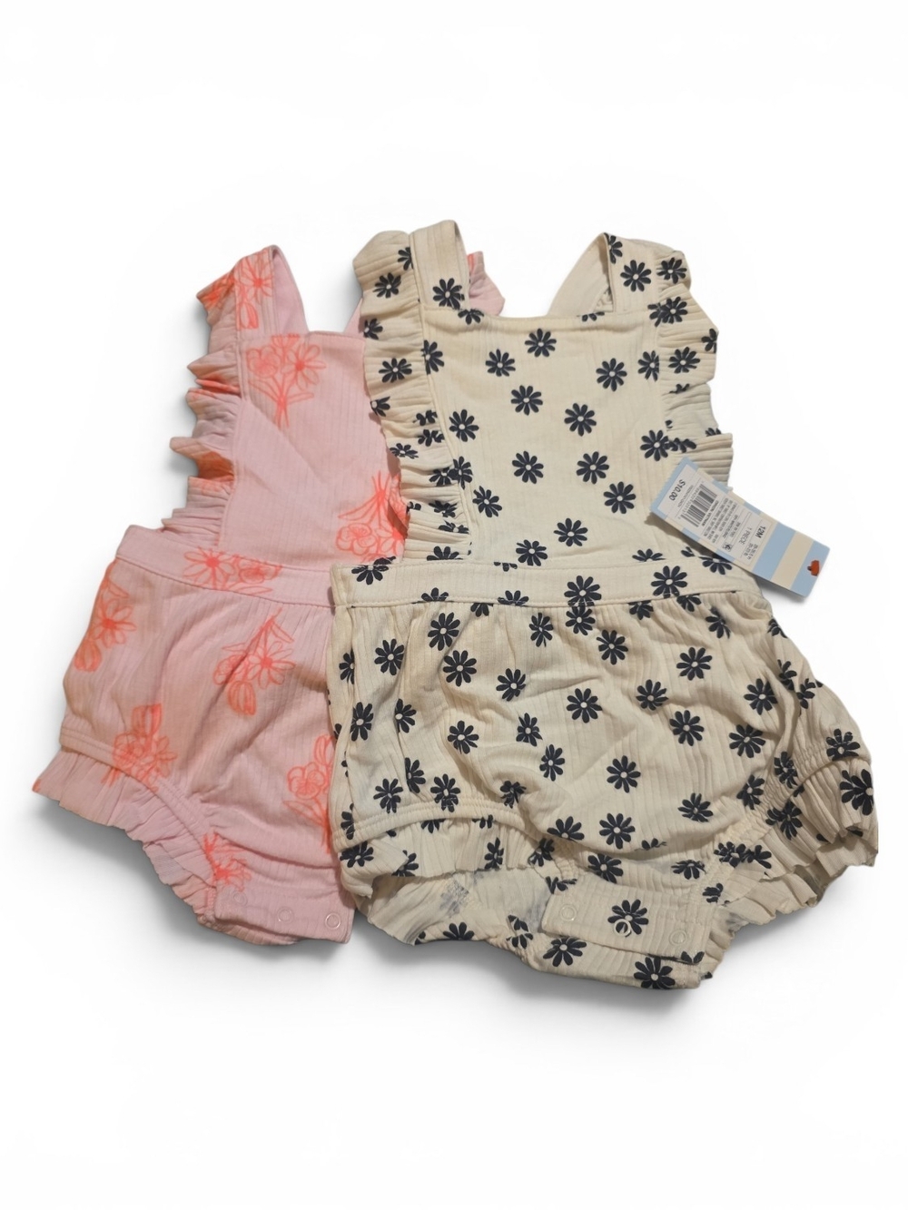 Cat & Jack Floral Ruffle Rompers - Pink & Cream